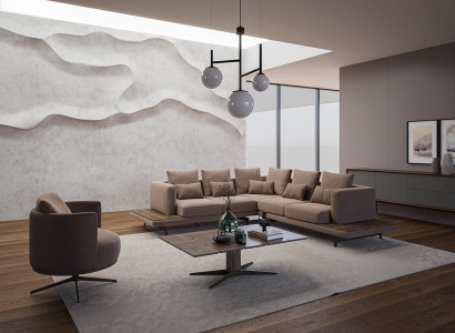 Wohnzimmer Designer Möbel Luxus Garnitur Ecksofa L-Form Einrichtung Couchtisch